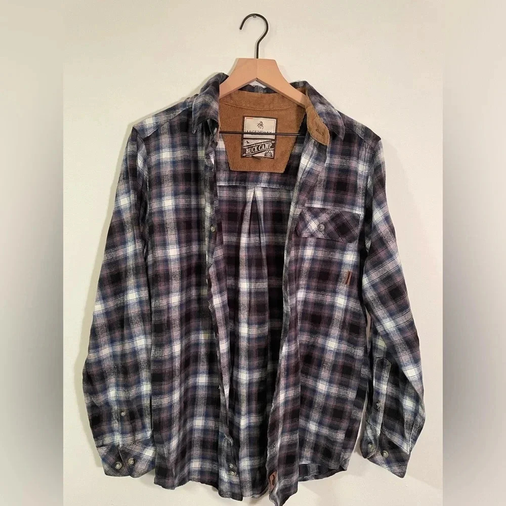 Legendary White Tails Flannel Long Sleeve Button Down Shirt Mens Small Plaid EUC